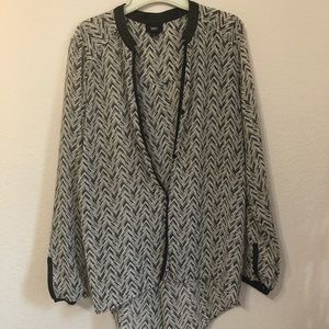 Mossimo sheer button up top with faux leather trim